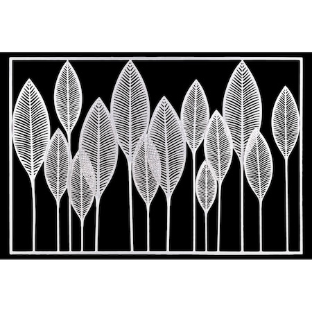 Urban Trends Collection Metal Wall Art of Leaves with Frame in Landscape Orientation Metallic White 36189